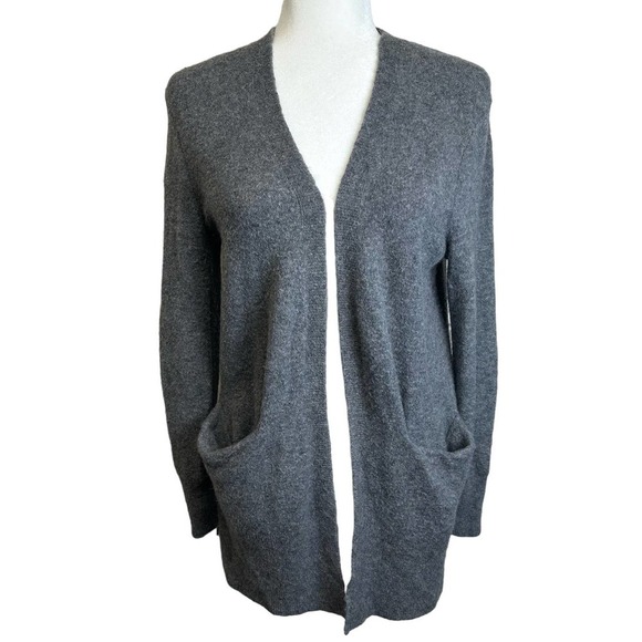 Madewell‎ Sweater Women’s sz. XXS Gray Wool Blend Open Front Pocket Cardigan - Picture 1 of 10